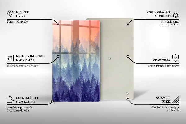 Üveg vágódeszka Erdő naplementekor