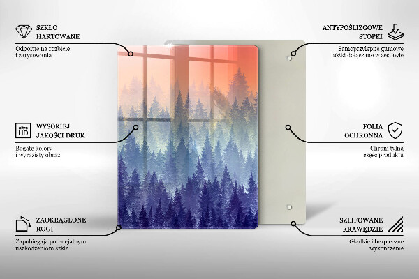 Üveg vágódeszka Erdő naplementekor