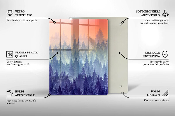 Üveg vágódeszka Erdő naplementekor