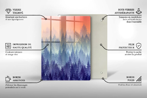 Üveg vágódeszka Erdő naplementekor