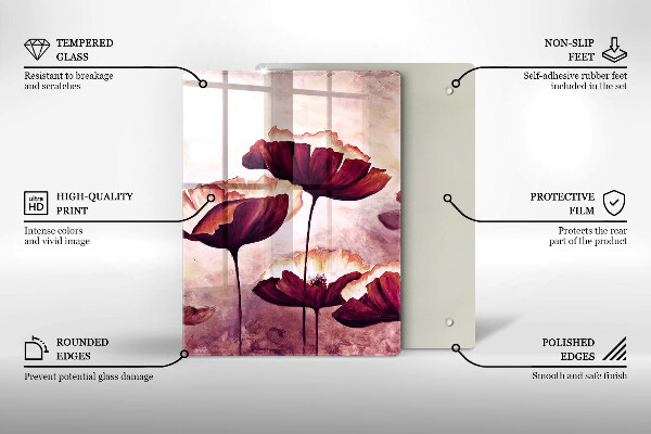 Üveg vágódeszka Virágfestés