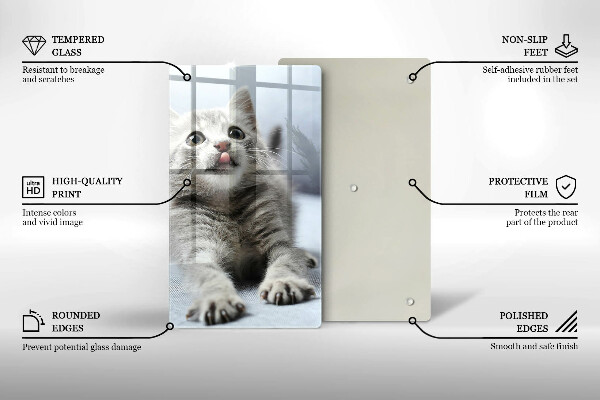 Üveg vágódeszka Aranyos kis cica