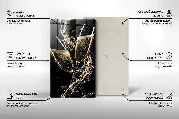 Üveg vágódeszka Pohár pezsgő