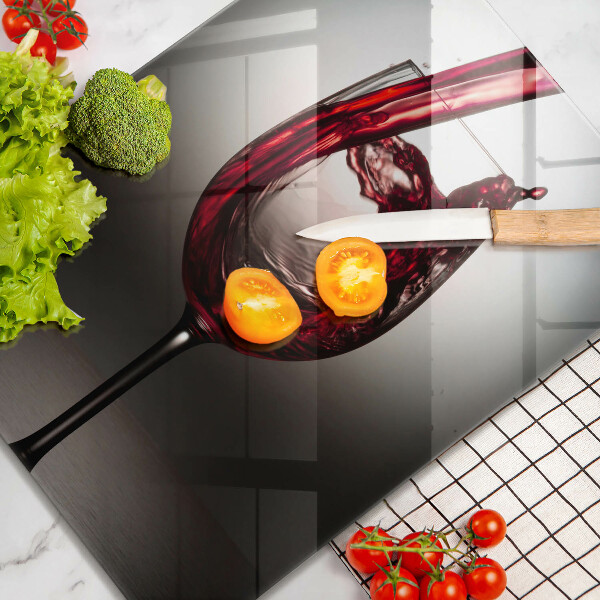 Üveg vágódeszka Pohár és vörösbor