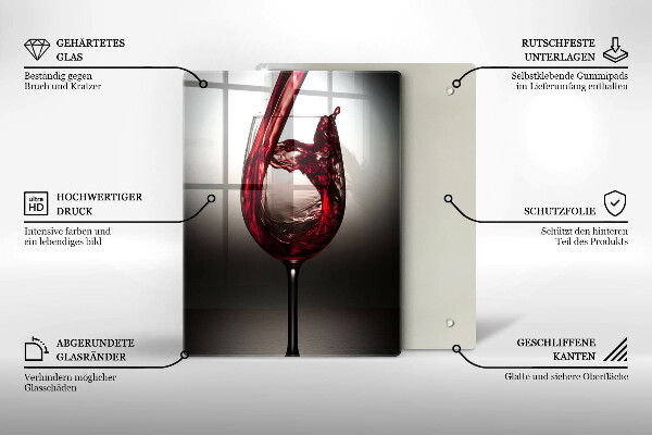 Üveg vágódeszka Pohár és vörösbor