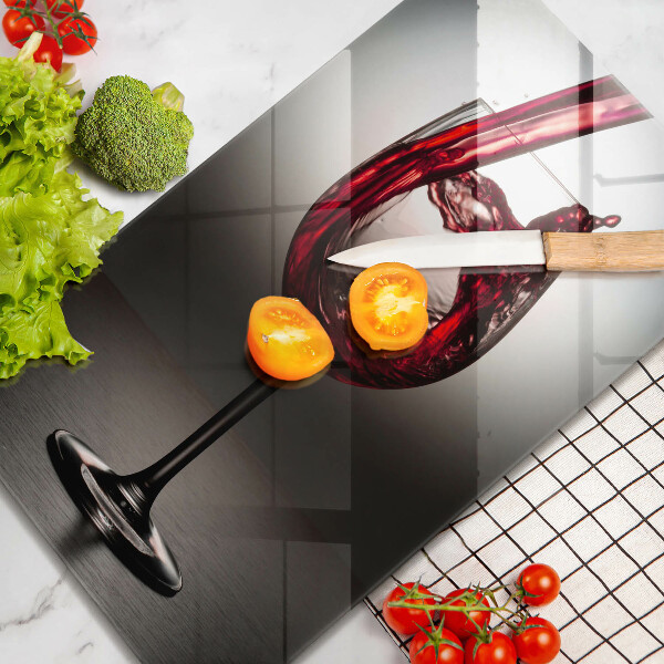 Üveg vágódeszka Pohár és vörösbor