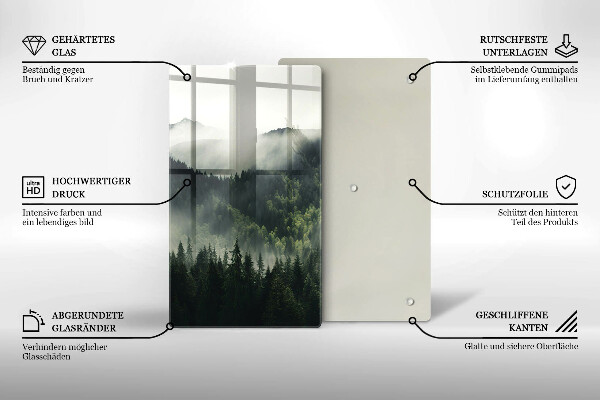 Üveg vágódeszka Erdő és köd táj