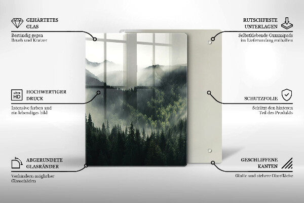 Üveg vágódeszka Erdő és köd táj