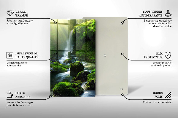 Üveg vágódeszka Vízesés a dzsungelben