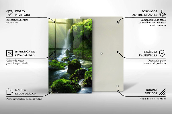 Üveg vágódeszka Vízesés a dzsungelben