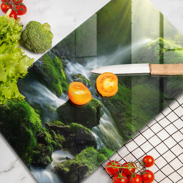 Üveg vágódeszka Vízesés a dzsungelben