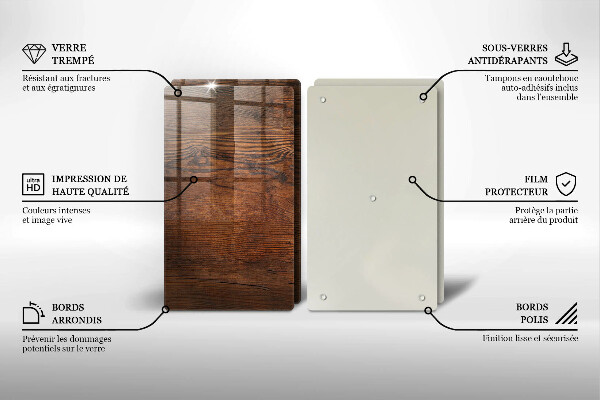 Üveg vágódeszka Sötét fa tábla