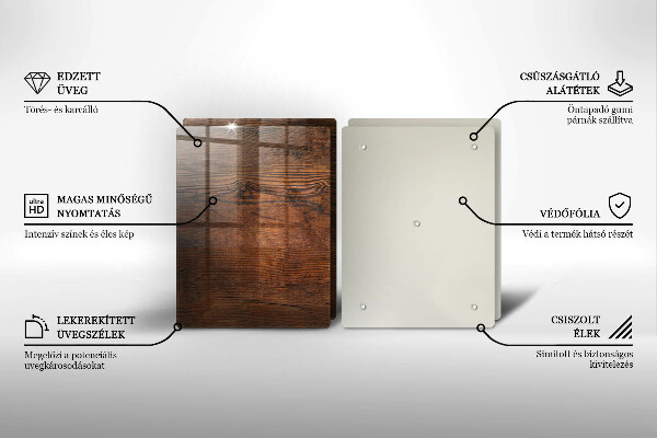 Üveg vágódeszka Sötét fa tábla