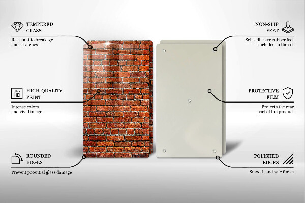 Üveg vágódeszka Téglafal fala