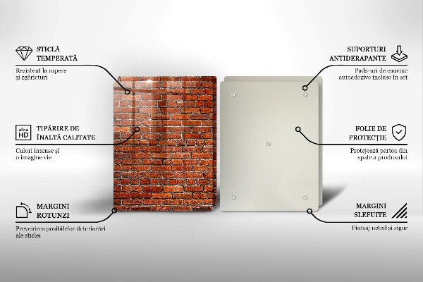 Üveg vágódeszka Téglafal fala