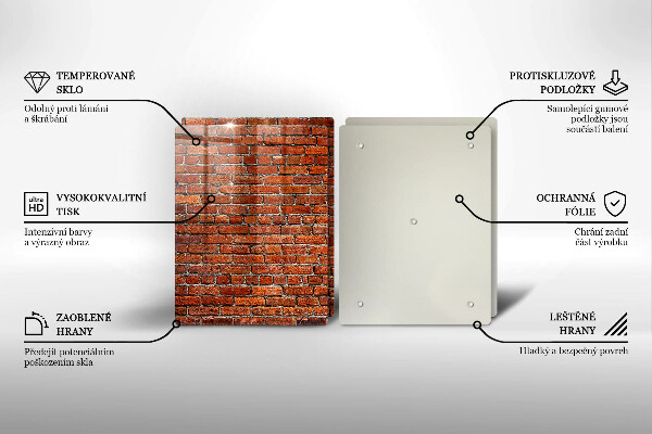 Üveg vágódeszka Téglafal fala