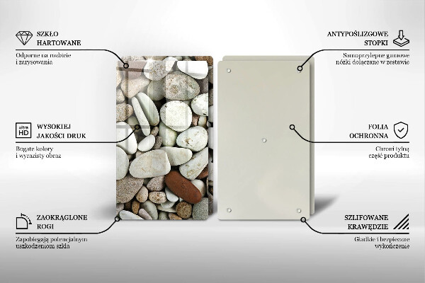 Üveg vágódeszka Kis kövek háttér