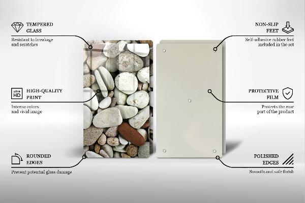 Üveg vágódeszka Kis kövek háttér