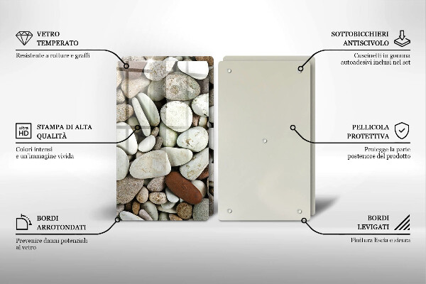 Üveg vágódeszka Kis kövek háttér