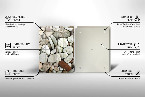 Üveg vágódeszka Kis kövek háttér