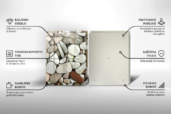 Üveg vágódeszka Kis kövek háttér