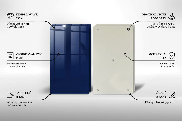 Üveg vágódeszka Kék szín