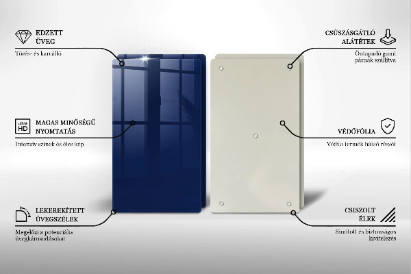 Üveg vágódeszka Kék szín