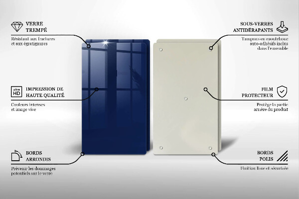 Üveg vágódeszka Kék szín