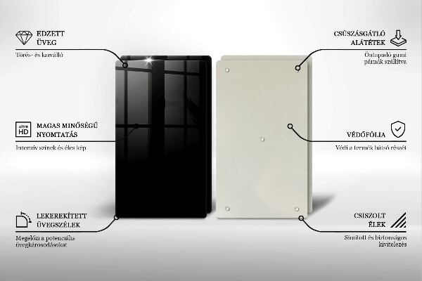 Üveg vágódeszka Fekete szín