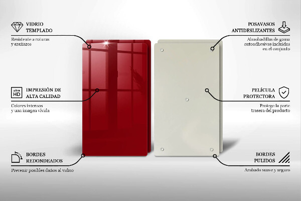 Üveg vágódeszka piros szín