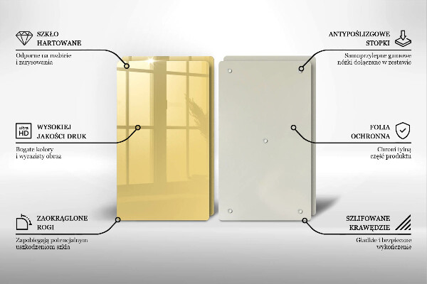 Üveg vágódeszka Sárga