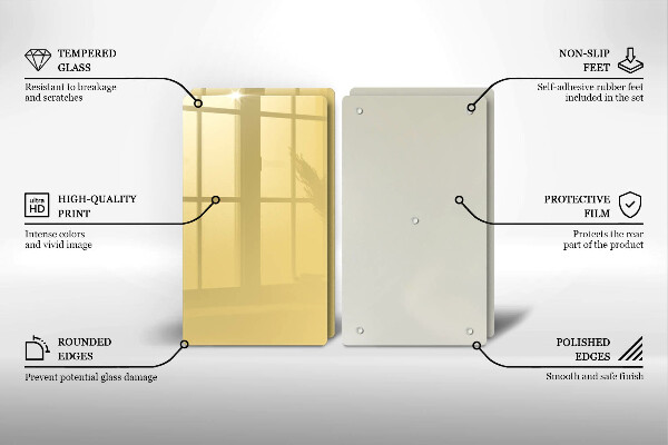 Üveg vágódeszka Sárga