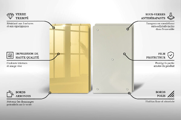 Üveg vágódeszka Sárga