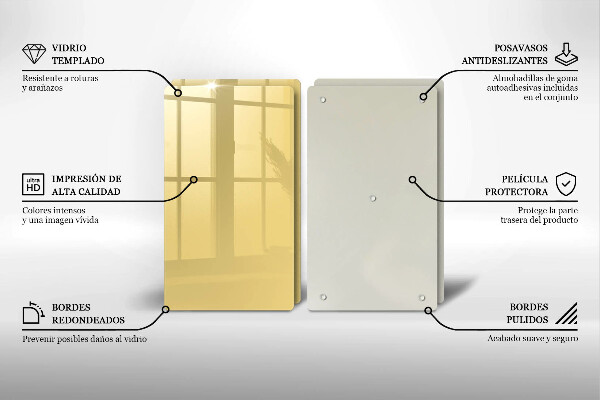 Üveg vágódeszka Sárga