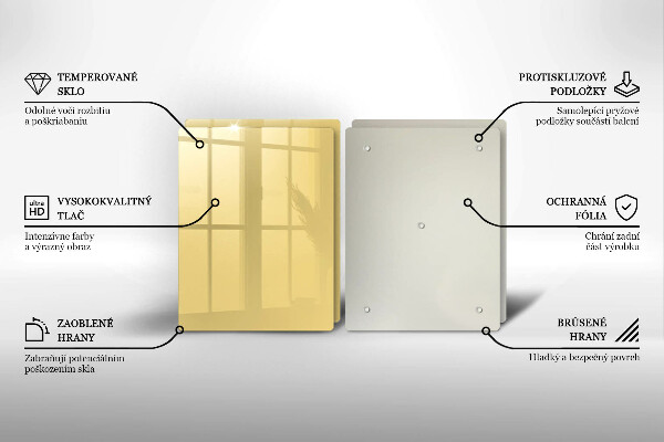 Üveg vágódeszka Sárga