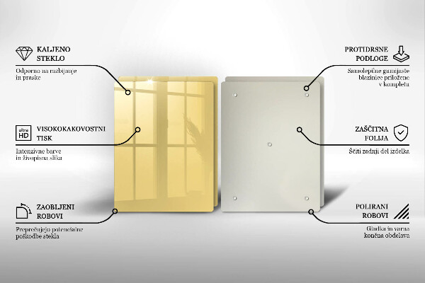 Üveg vágódeszka Sárga