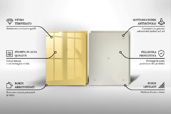 Üveg vágódeszka Sárga