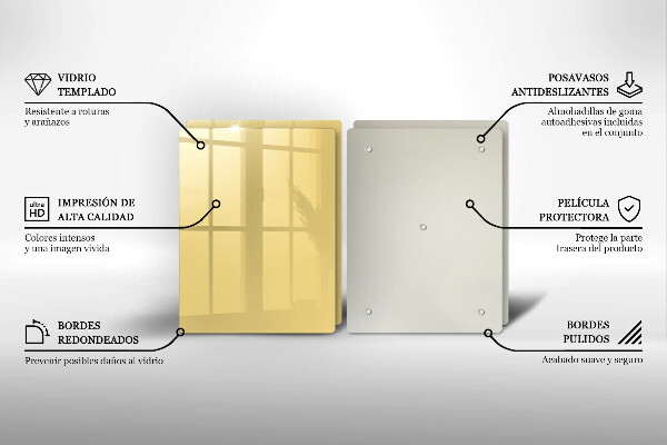 Üveg vágódeszka Sárga