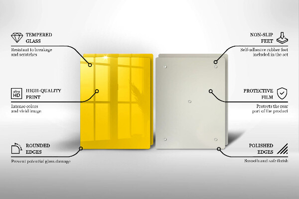 Üveg vágódeszka Sárga