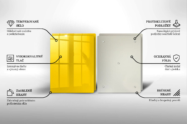 Üveg vágódeszka Sárga