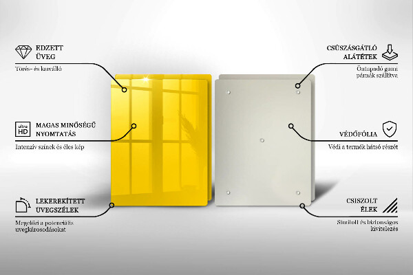 Üveg vágódeszka Sárga