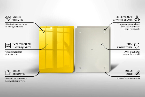 Üveg vágódeszka Sárga