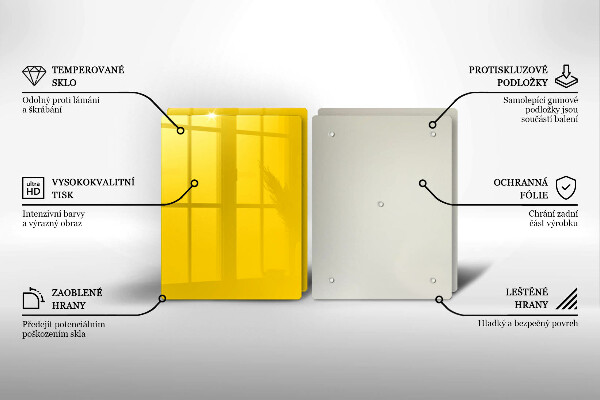 Üveg vágódeszka Sárga