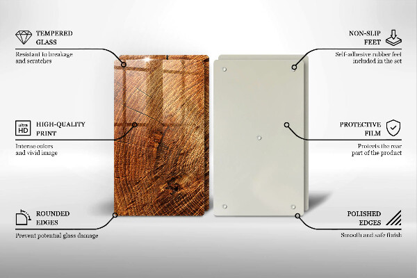 Üveg vágódeszka A fa fa erezete