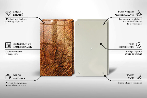 Üveg vágódeszka A fa fa erezete