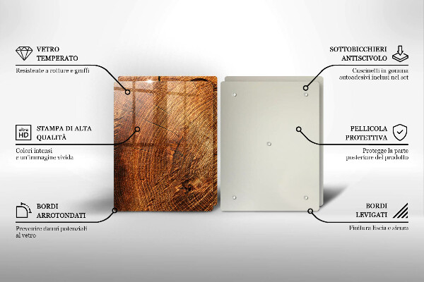 Üveg vágódeszka A fa fa erezete