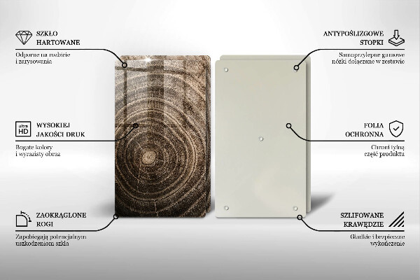 Üveg vágódeszka Fa gyűrűk