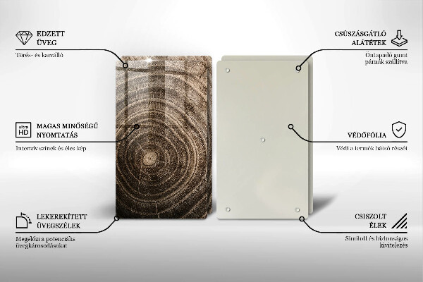 Üveg vágódeszka Fa gyűrűk