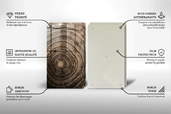 Üveg vágódeszka Fa gyűrűk