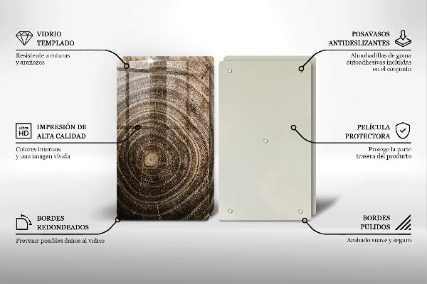 Üveg vágódeszka Fa gyűrűk